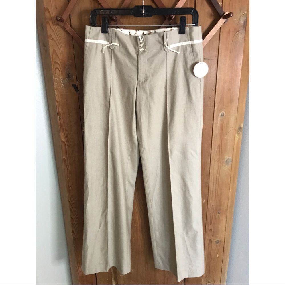 Rebecca Taylor cropped sandalwood wide leg slacks